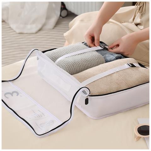 Set Di 7 Cubi Da Imballaggio Da Viaggio - Bianco, Organizzatore Per Valigie - Foto 2