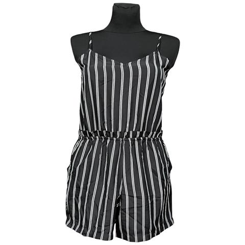 Tuta Con Pantaloncini Senza Maniche Nera A Righe Bianche Taglia 38 - Foto 1