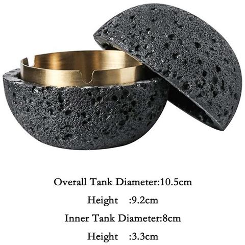 Posacenere Creativo Stile Nordico - Moderno Posacenere In Cemento E Acciaio Inox Con Coperchio Black S - Foto 1