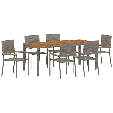 Set da Pranzo per Giardino 7 pcs Grigio 190 x 90 x 75 cm - Foto 1