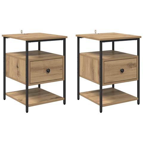 Armadio da Notte 2 pcs rovere artigianale 40 x 42 x 56 cm - Foto 1