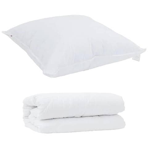 Piumone con Cuscino 2 pcs Bianco 135 x 220 cm Microfibra - Foto 1