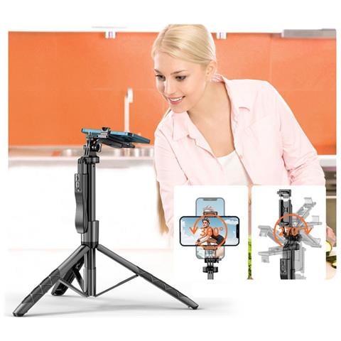 Treppiede Per Selfie In Lega Di Alluminio Da 1,53 M Con Impugnatura Stabilizzante E Interfaccia Da 1/4"" - Ideale Per Live Streaming E Fotografia - Foto 2