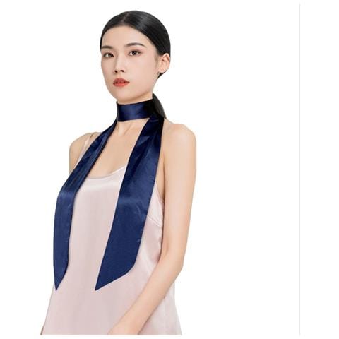 Elegante Sciarpa Lunga In Pura Seta Di Gelso Al 100% - Accessorio Di Moda Versatile Blue - Foto 2