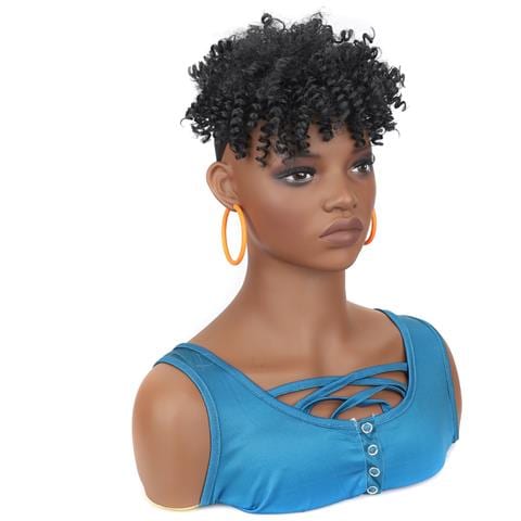 Parrucca Afro Ricci Fluffy Nera - Capelli Sintetici A Bassa Temperatura Per Acconciature Alla Moda - Foto 1