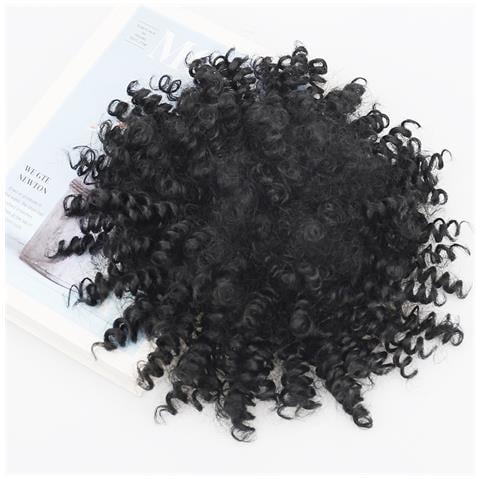 Parrucca Afro Ricci Fluffy Nera - Capelli Sintetici A Bassa Temperatura Per Acconciature Alla Moda - Foto 2