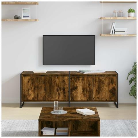 Mobile TV Quercia Fumosa 140 x 36 x 49.5 cm Legno multistrato - Foto 2