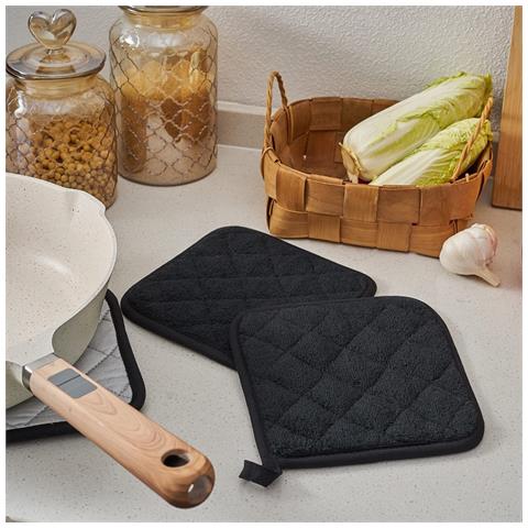 Set Di 2 Presine Resistenti Al Calore, Cuscinetti Termici Imbottiti In Cotone Black - Foto 2