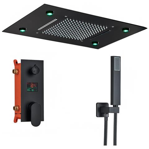 Set miscelatore doccia, Blackswan, tipo M114, modello SPA con LED nero opaco, misura 50 cm - Foto 1