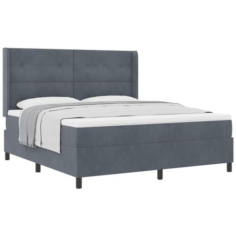 Letto a molle con materasso Grigio scuro 180 x 200 cm Velluto - Foto 1