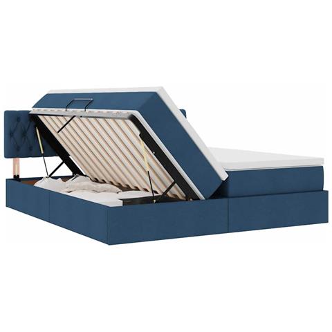 Letto con luci a strisce a LED Blu 200 x 200 cm Tessuto - Foto 9