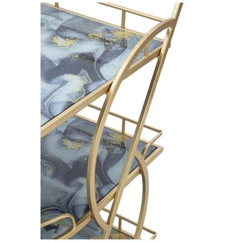 Carrello Porta Vivande 3 Ripiani In Ferro Dorato E Vetro Effetto Marmo - Foto 8