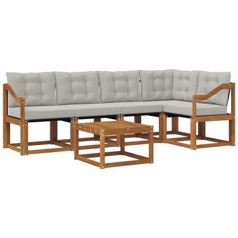 Set di divani da esterno 6 pcs Grigio Naturale e Chiaro - Foto 1
