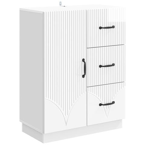 Credenza Bianco Lucido 66 x 34,5 x 87 cm Legno ingegnerizzato - Foto 1