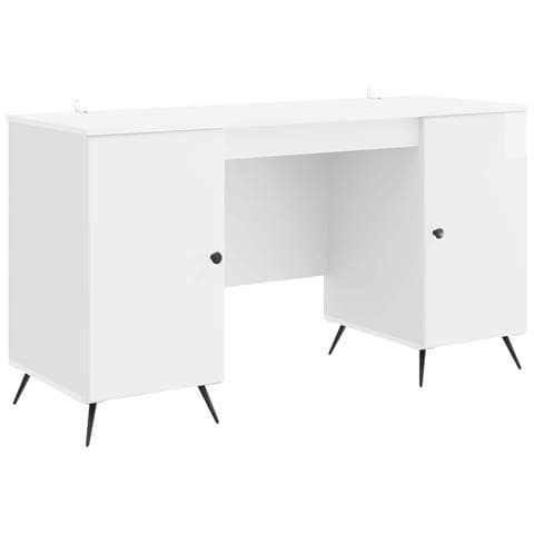 Scrivania Bianco Lucido 142,5 x 50 x 75 cm Legno ingegnerizzato - Foto 1