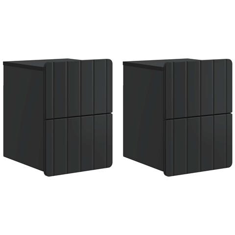Mobiletto da notte a muro 2 pcs Nero 33 x 34,5 x 43 cm - Foto 1