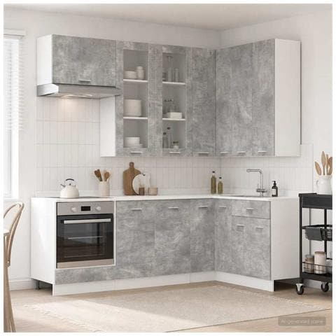 Unità Cucina LYON 8 pcs Grigio Cemento Legno ingegnerizzato - Foto 2