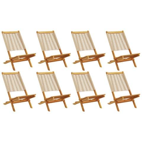 Sedie da Giardino Pieghevoli 8pz Beige Legno Massello di Acacia - Foto 1