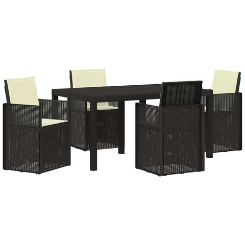 Set da Pranzo per Giardino 5 pcs Antracite e Crema PP - Foto 1