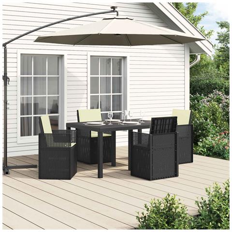 Set da Pranzo per Giardino 5 pcs Antracite e Crema PP - Foto 2