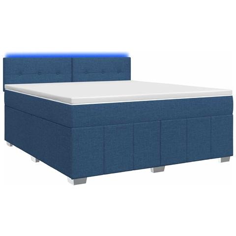 Letto box spring con materasso Blu 140 x 190 cm Tessuto - Foto 1