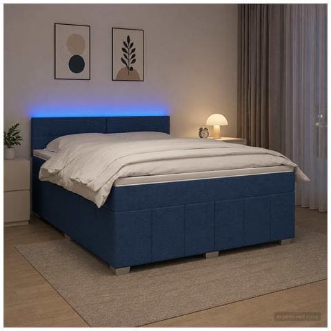 Letto box spring con materasso Blu 140 x 190 cm Tessuto - Foto 2