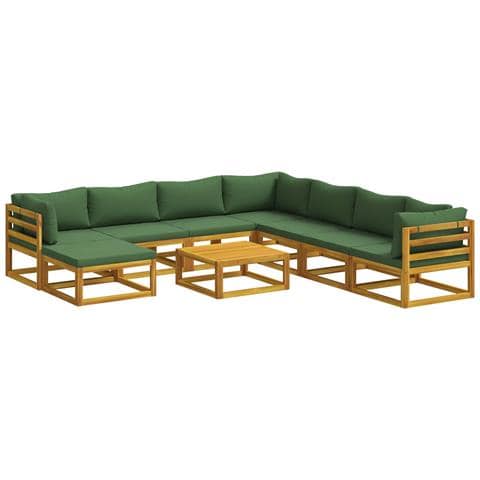 Set di divani 9 pz Naturale Legno di Acacia Massello - Foto 1