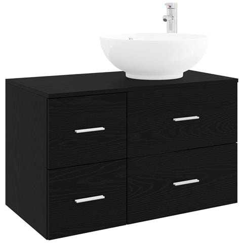 Set di mobili per il bagno 2 pz Rovere Nero - Foto 1