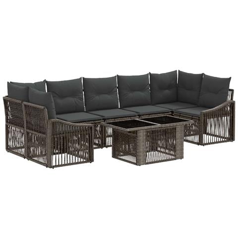 Set Divano da Giardino 8 pz Grigio e Grigio Scuro polyrattan - Foto 1