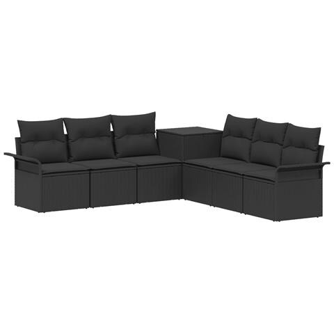 Set di divani 7 pz Nero Rattan sintetico e Acciaio - Foto 1