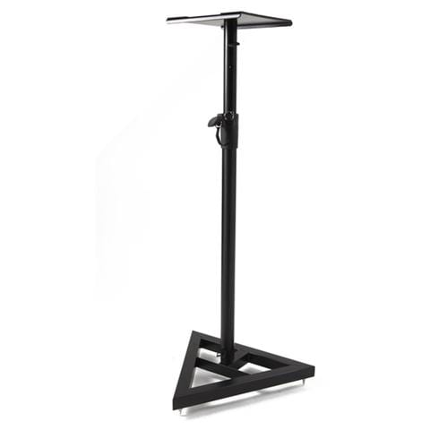 KP840 Supporto per monitor near field a base triangolare Equipaggiato con piedini conici per un isolamento ottimale dal terreno La struttura tubolare in acciaio è provvista di un pratico sistema di regolazione dell altezza da 850 a 1170 mm con pin di sicurezza (cinque differenti posizioni) Dime - Foto 1