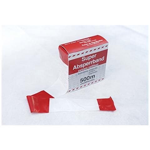 Confezione Risparmio di nastro sbarramento Superstrong per l'Identificazione di cantieri e zona di Pericolo, rosso / bianco, 80 mm x 500 m (5)  - Foto 1