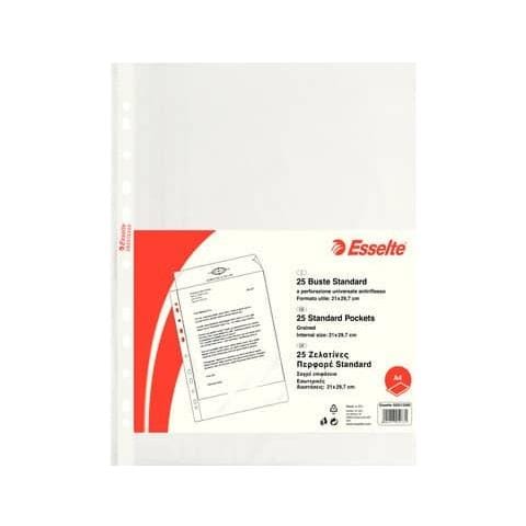 Buste A Perforazione Universale Goffrate Esselte Standard Pp Antiriflesso Trasparente A4 Conf. 25 - 392513300 - Foto 1