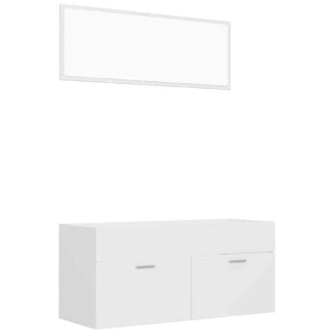 Set Mobili da Bagno 2 pz Bianco in Legno Multistrato - Foto 1