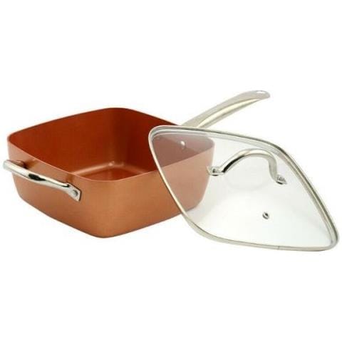 Pentola Per Friggere Con Cestello Friggitrice Casseruola Quadrata Rame Ceramica - Foto 8