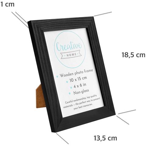 2 X Nere Cornice Per Foto 10 X 15 Cm | 2 Cornici Di Legno Rustiche | Supporto E Ganci Per Appenderle Orizzontalmente O Verticalmente | Facile Da Installare | Glass - Foto 5