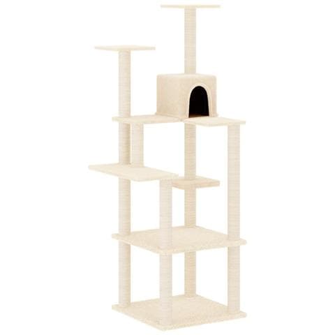 Albero Per Gatti Con Tiragraffi In Sisal Crema 153 Cm - Foto 1