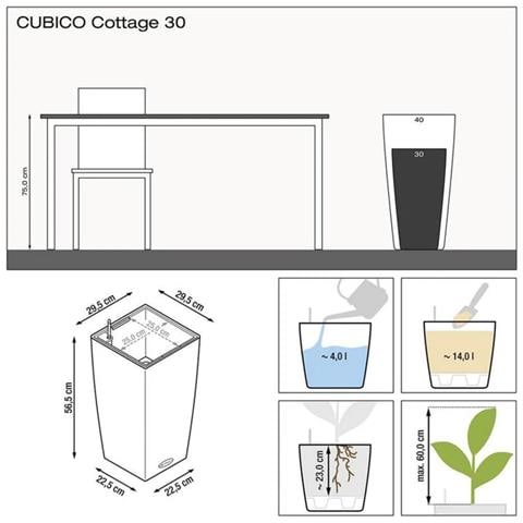 CUBICO Cottage 30 All-in-One Set Vaso a cubo Libera installazione Polipropilene (PP) Bianco - Foto 7