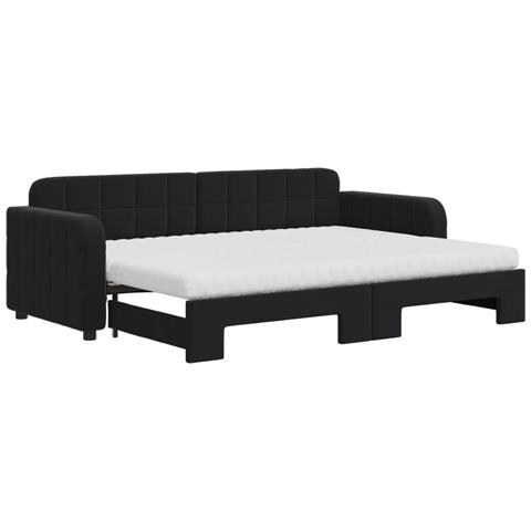 Divano Letto Estraibile Con Materassi Nero 80x200 Cm Velluto - Foto 1