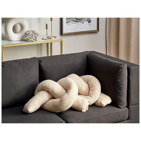 Cuscino Decorativo Gladiolus Finta Pelliccia 172 X 14 Cm Tinta Unita Beige - Foto 1