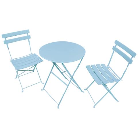 Set di Mobili da Balcone ORION Tavolo rotondo e 2 Sedie in Blu Elegante - Foto 2