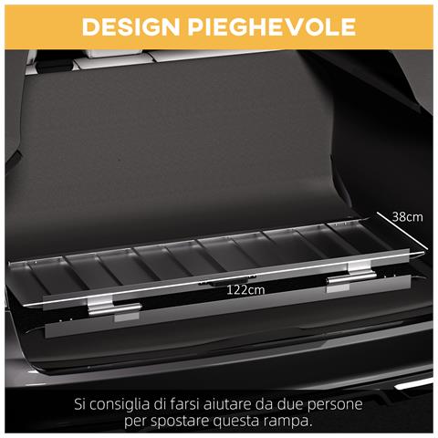 Rampa Per Sedia A Rotelle Pieghevole In Alluminio Con Deflettori E Adesivi, 122x73.6x5.1 Cm, Nero - Foto 6