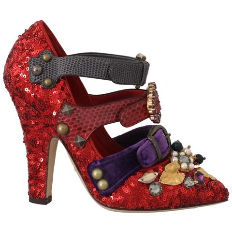 Scarpe Tacco Borchie Cristallo Rosso Paillettes - Eu36/us5.5 - Foto 1