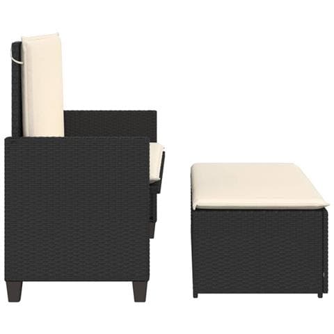 Panca da Giardino con Cuscini e Poggiapiedi Nera in Polyrattan - Foto 10