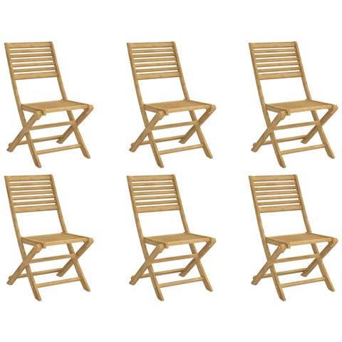 Sedie Giardino Pieghevoli 6 pz 48,5x61,5x87 cm Massello Acacia - Foto 1