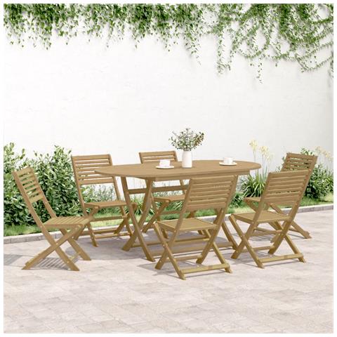 Sedie Giardino Pieghevoli 6 pz 48,5x61,5x87 cm Massello Acacia - Foto 2