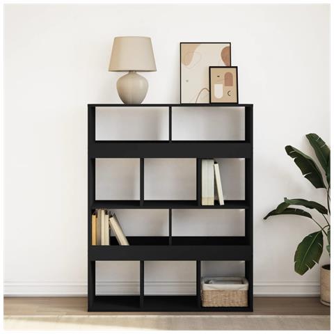 Libreria Nera 100x33x125,5 Cm In Legno Multistrato - Foto 3