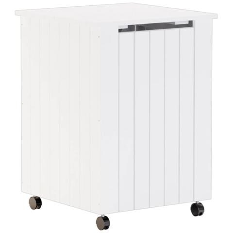 Lusso Casadino -  Cesta Biancheria Con Ruote Rana Bianca 45x45x64cm Massello Pino - Foto 1