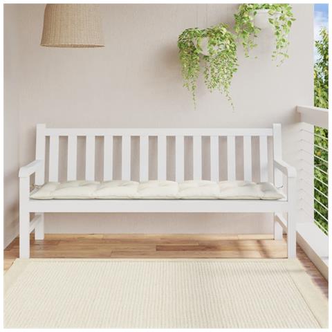 Cuscino Panca Da Giardino Crema Mélange 180x50x7 Cm In Tessuto - Foto 2