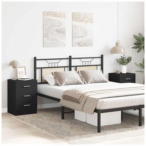 Lusso Casadino -  Comodini 2 Pz Neri 38x35x56 Cm In Legno Ingegnerizzato - Foto 1